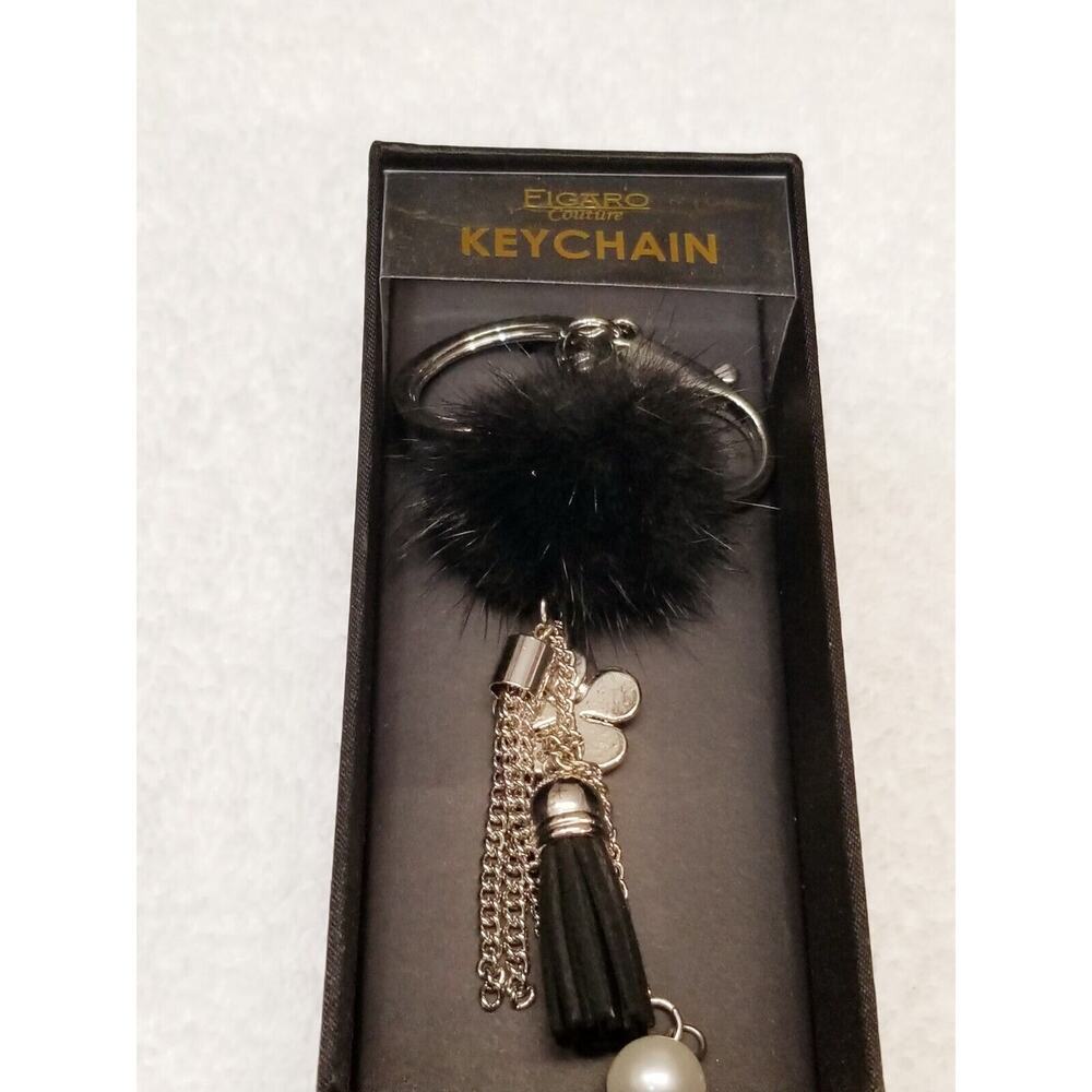 Black and silver Figaro couture key chain 81824